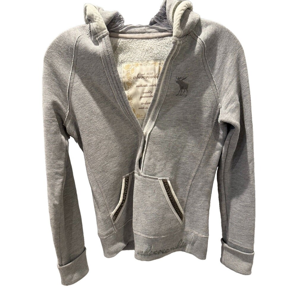 Vintage Abercrombie & Fitch Y2K Sz XL Babydoll Hoodie Deep V Neck Slim Pullover